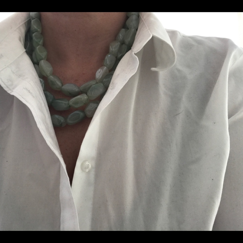 Chunky forest green beaded necklace and earrings